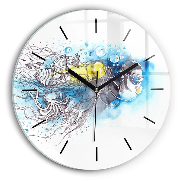 Wanduhr rund Unterwasserleben von Fischen