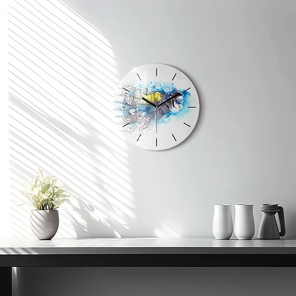 Wanduhr rund Unterwasserleben von Fischen