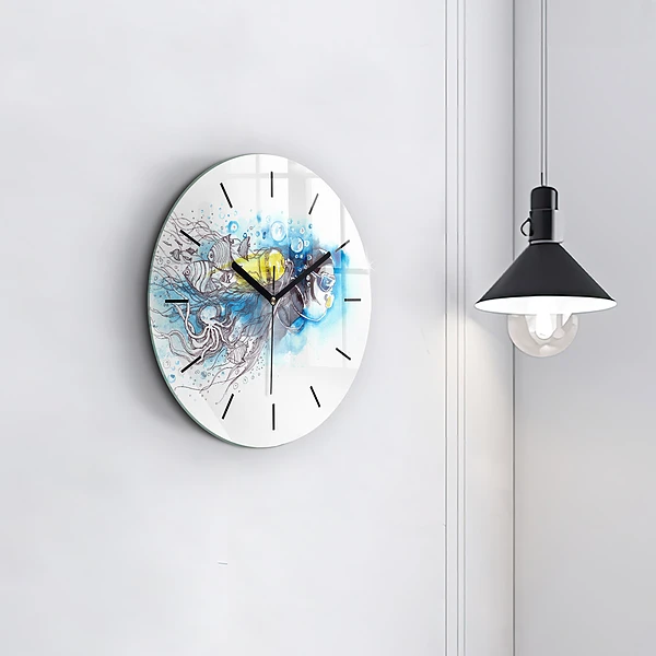Wanduhr rund Unterwasserleben von Fischen