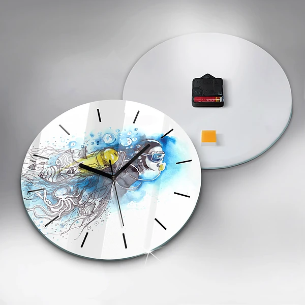 Wanduhr rund Unterwasserleben von Fischen
