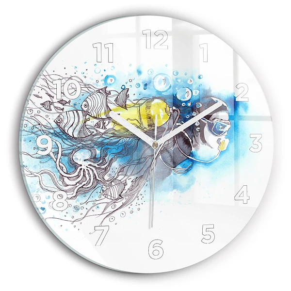 Wanduhr rund Unterwasserleben von Fischen