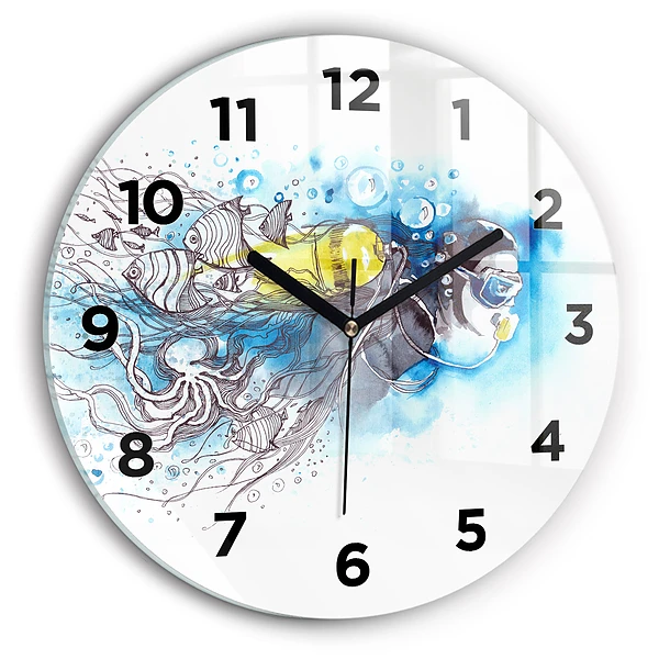 Wanduhr rund Unterwasserleben von Fischen