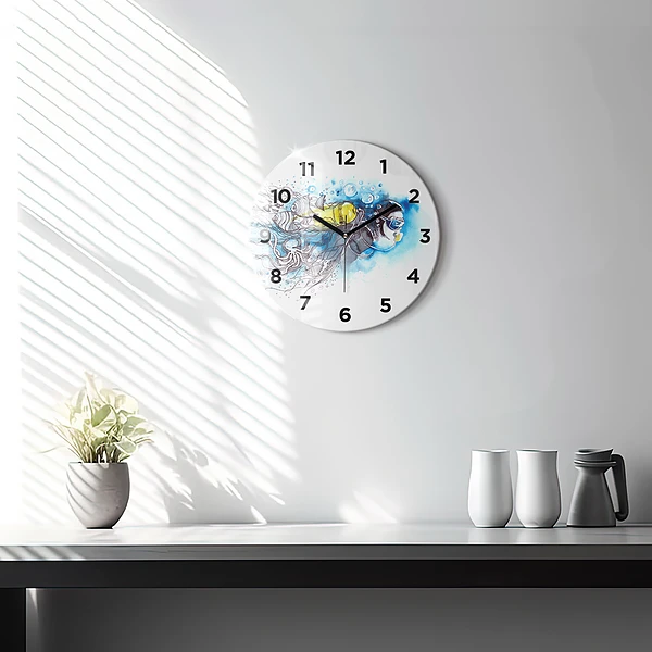 Wanduhr rund Unterwasserleben von Fischen
