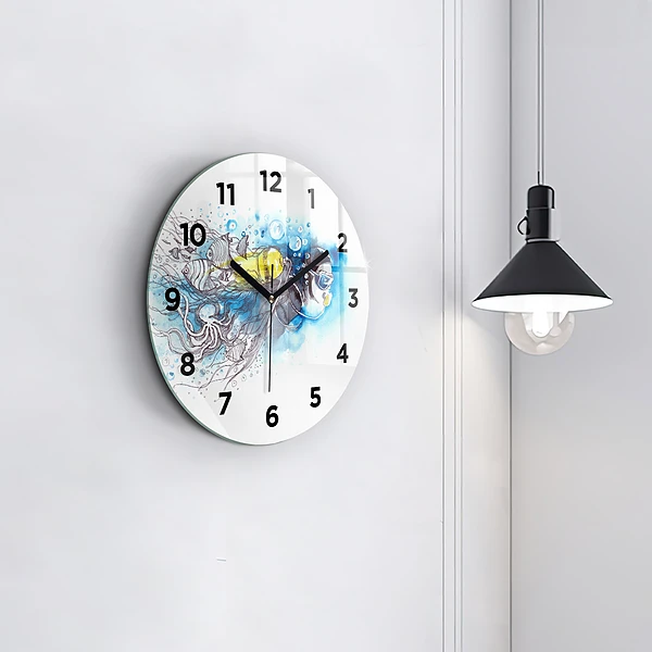 Wanduhr rund Unterwasserleben von Fischen