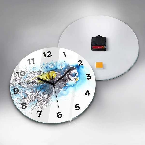 Wanduhr rund Unterwasserleben von Fischen