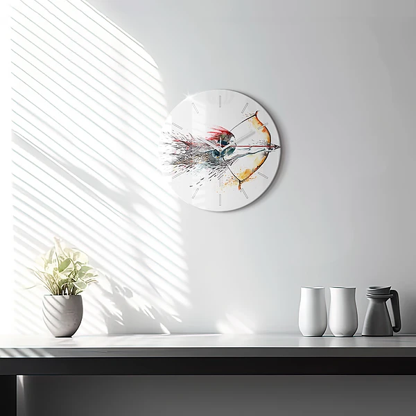 Wanduhr rund mit motiv Ein Krieger bei der Jagd