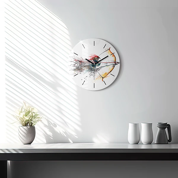 Wanduhr rund mit motiv Ein Krieger bei der Jagd