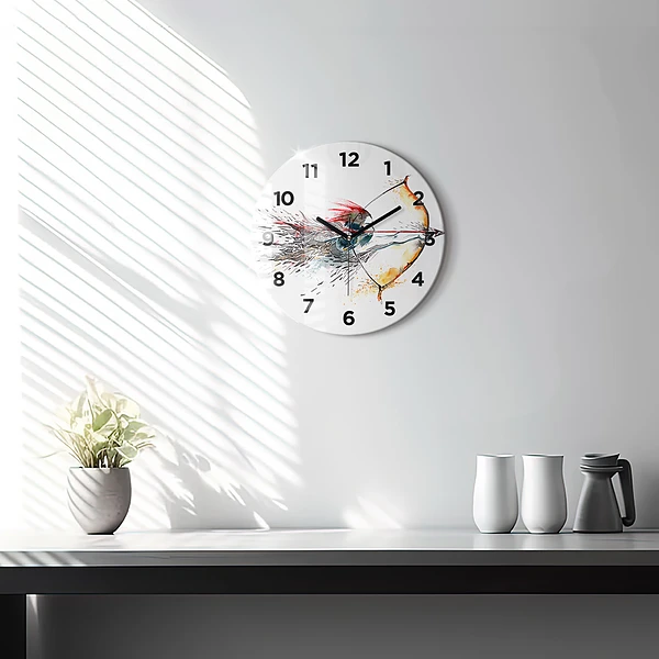 Wanduhr rund mit motiv Ein Krieger bei der Jagd