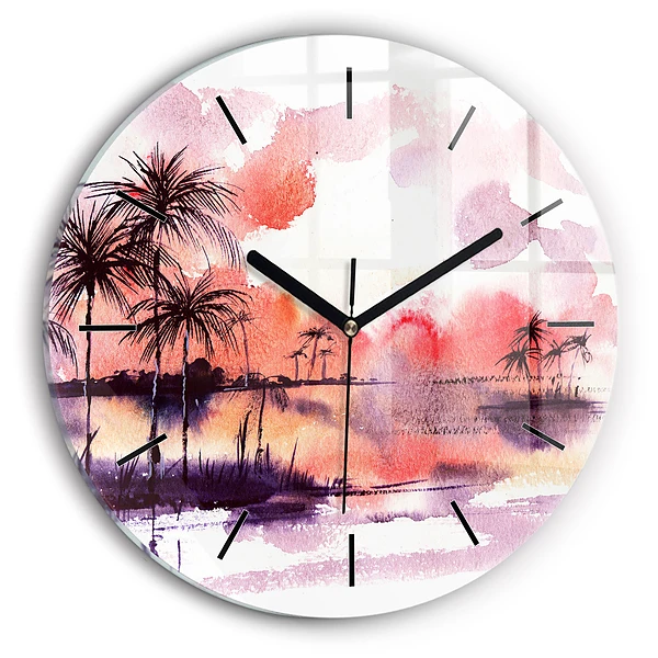 Wanduhr rund Tropische Landschaft