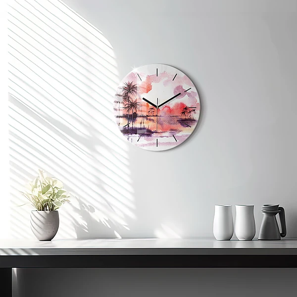 Wanduhr rund Tropische Landschaft