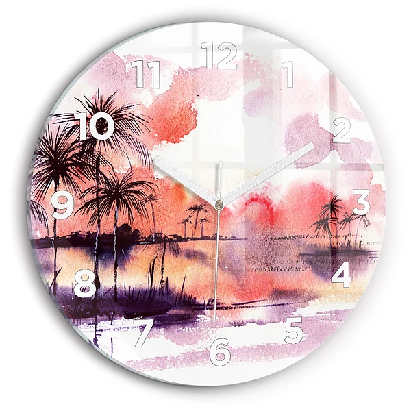 Wanduhr rund Tropische Landschaft