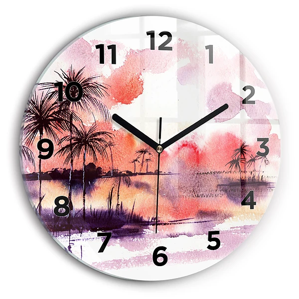 Wanduhr rund Tropische Landschaft