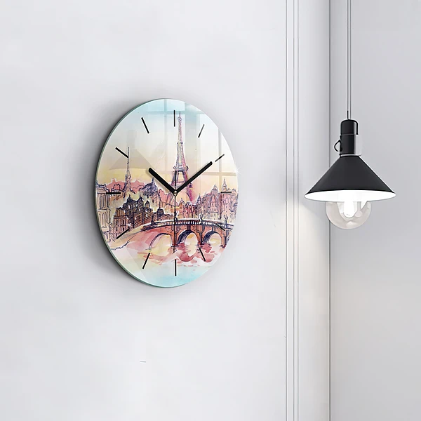 Wanduhr rund mit motiv Gemalte Landschaft von Paris