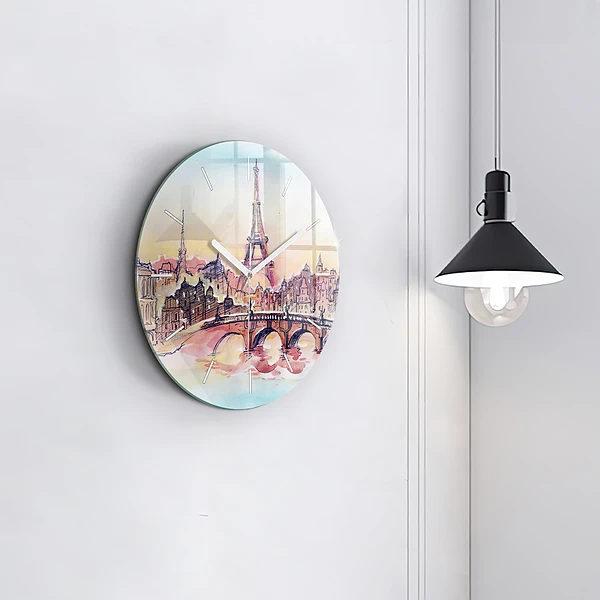 Wanduhr rund mit motiv Gemalte Landschaft von Paris