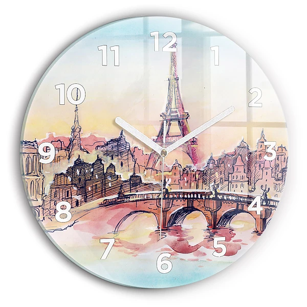 Wanduhr rund mit motiv Gemalte Landschaft von Paris