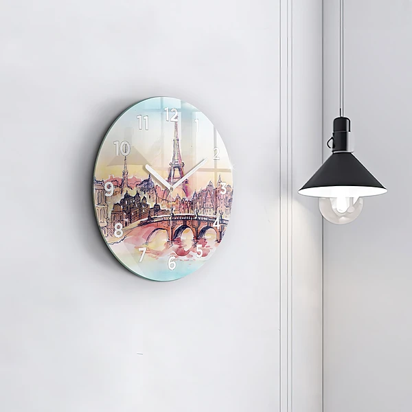 Wanduhr rund mit motiv Gemalte Landschaft von Paris