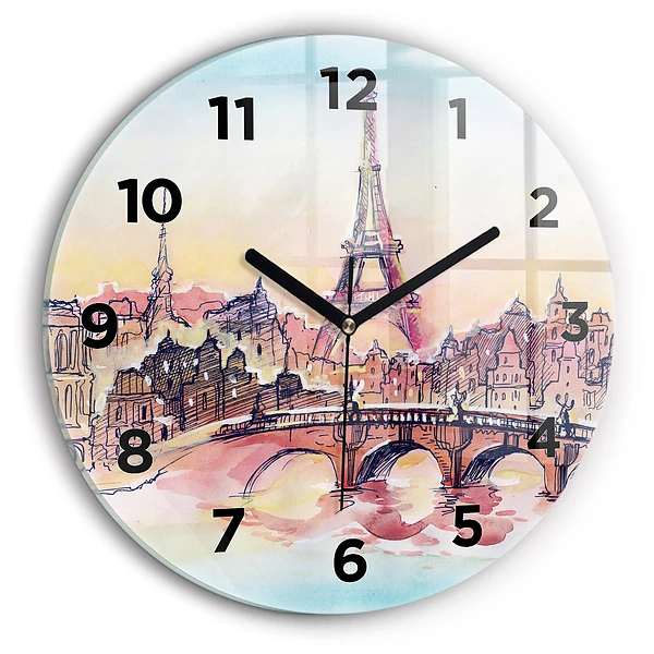 Wanduhr rund mit motiv Gemalte Landschaft von Paris