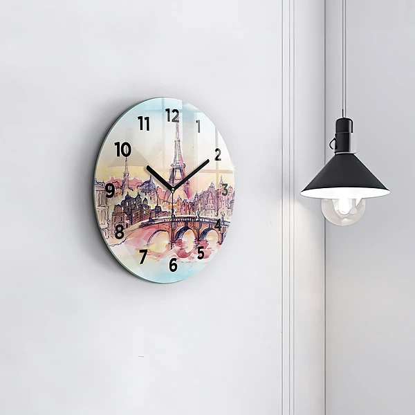 Wanduhr rund mit motiv Gemalte Landschaft von Paris