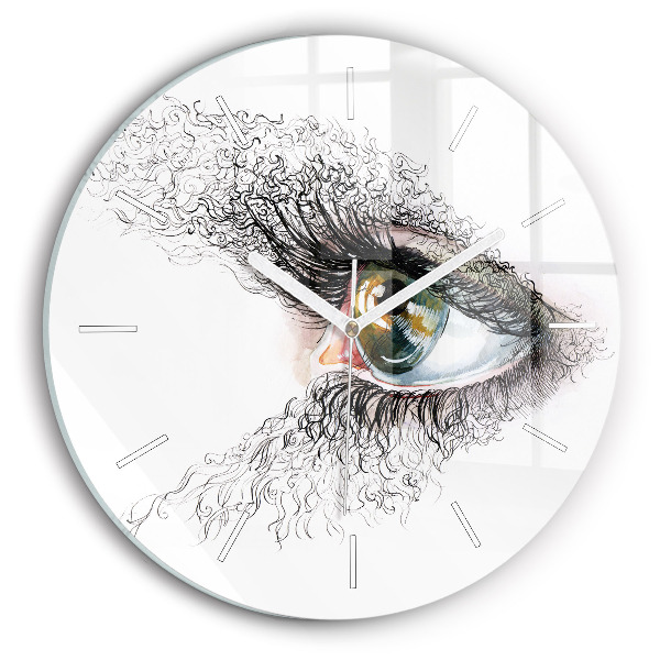 Wanduhr glas rund Zeichnung eines menschlichen Auges