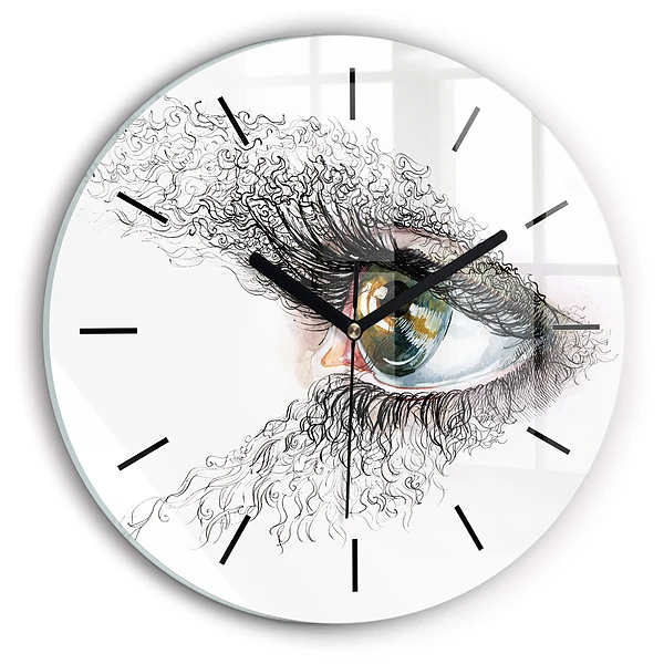Wanduhr glas rund Zeichnung eines menschlichen Auges