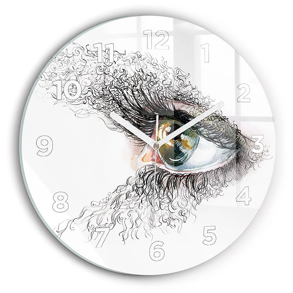 Wanduhr glas rund Zeichnung eines menschlichen Auges