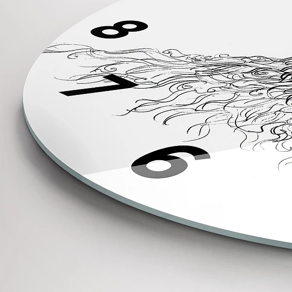 Wanduhr glas rund Zeichnung eines menschlichen Auges