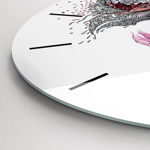 Wanduhr rund mit motiv Süße Frau mit Kuchen