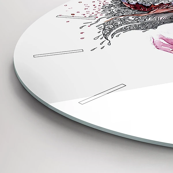 Wanduhr rund mit motiv Süße Frau mit Kuchen