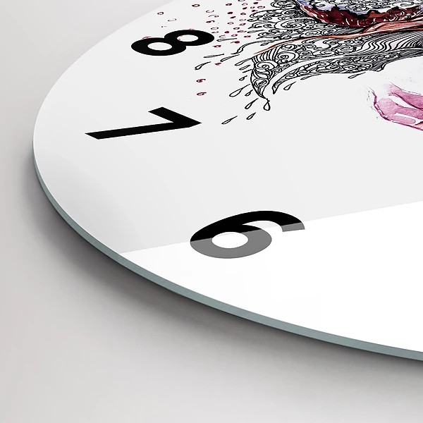 Wanduhr rund mit motiv Süße Frau mit Kuchen