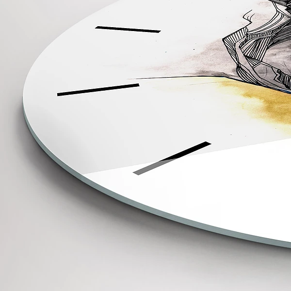 Wanduhr rund mit motiv Zeichnung eines Liebeskusses