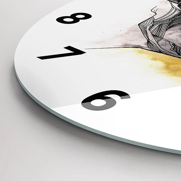 Wanduhr rund mit motiv Zeichnung eines Liebeskusses
