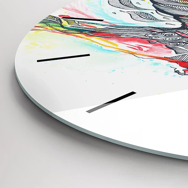Wanduhr glas rund Bunter Papagei im Flug