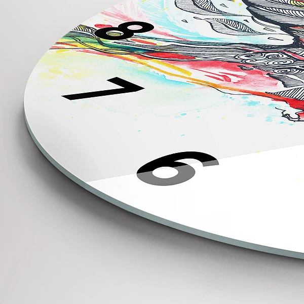 Wanduhr glas rund Bunter Papagei im Flug