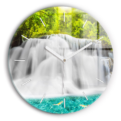 Wanduhr glas rund Wasserfall in Thailand