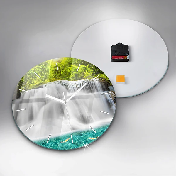 Wanduhr glas rund Wasserfall in Thailand