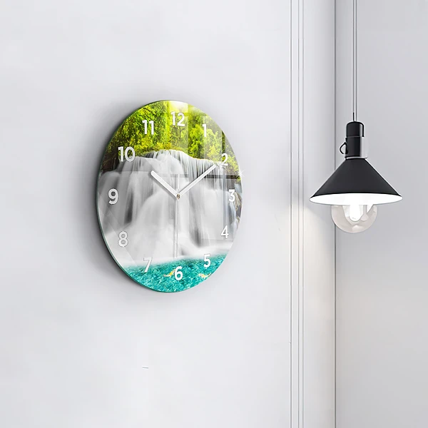 Wanduhr glas rund Wasserfall in Thailand