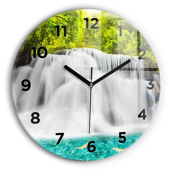 Wanduhr glas rund Wasserfall in Thailand