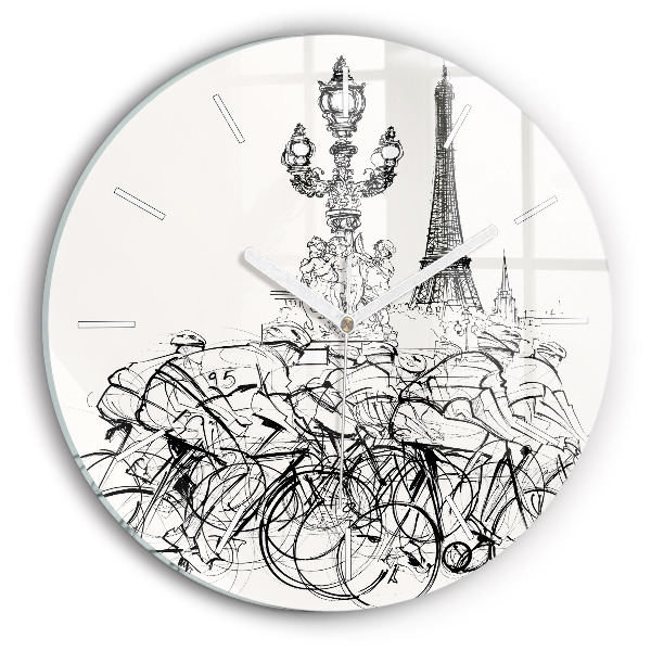 Wanduhr rund mit motiv Zeichnung eines Radrennens