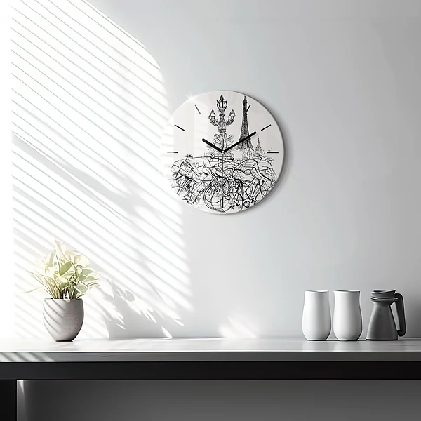 Wanduhr rund mit motiv Zeichnung eines Radrennens