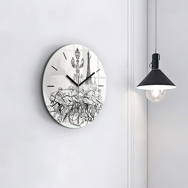 Wanduhr rund mit motiv Zeichnung eines Radrennens