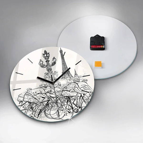 Wanduhr rund mit motiv Zeichnung eines Radrennens