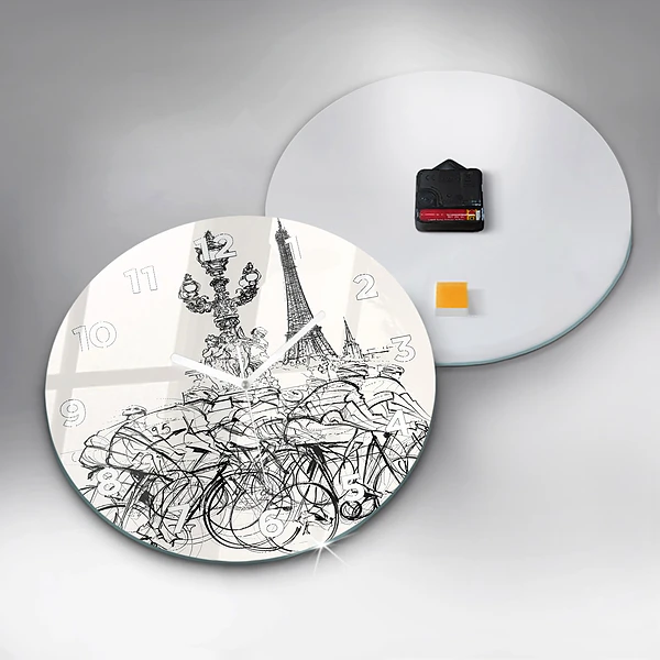Wanduhr rund mit motiv Zeichnung eines Radrennens