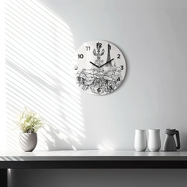 Wanduhr rund mit motiv Zeichnung eines Radrennens