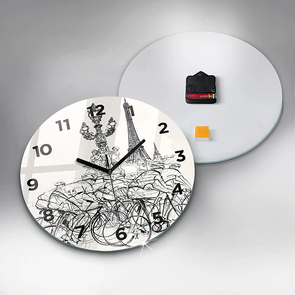 Wanduhr rund mit motiv Zeichnung eines Radrennens
