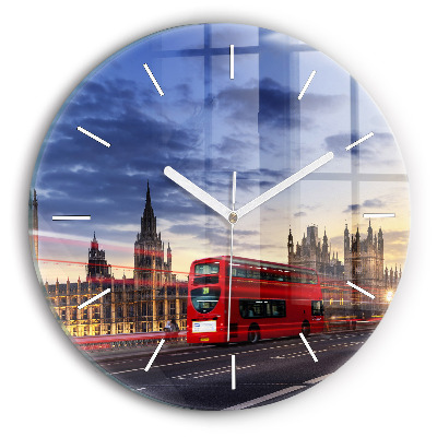 Wanduhr rund Roter Londoner Bus