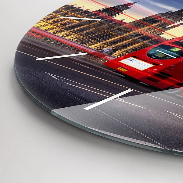 Wanduhr rund Roter Londoner Bus