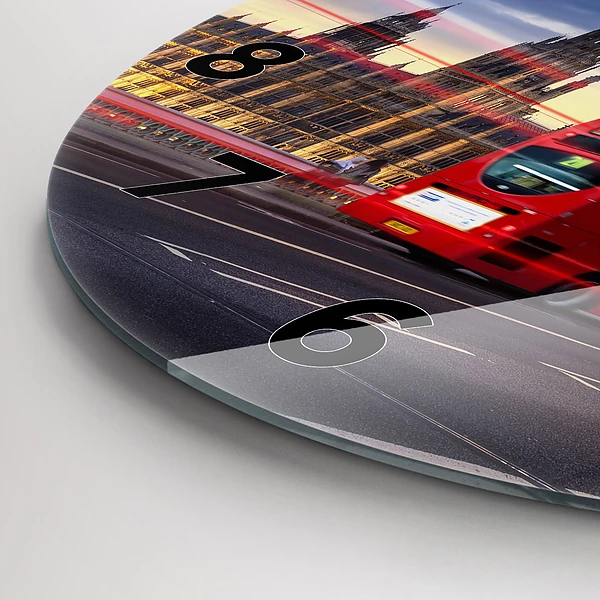 Wanduhr rund Roter Londoner Bus