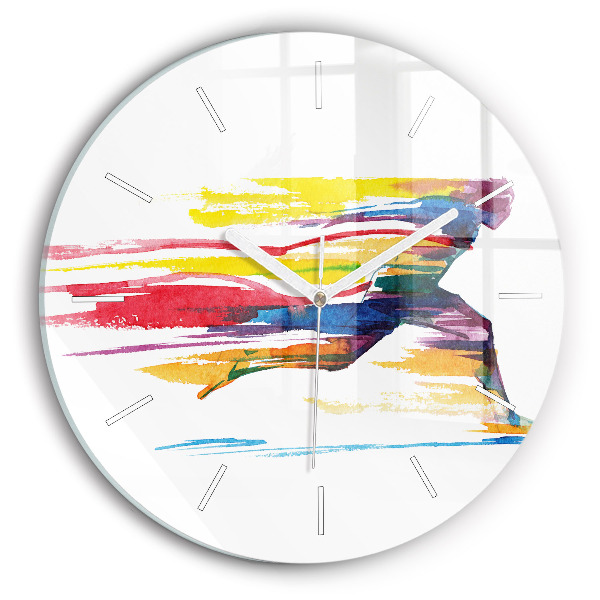 Wanduhr glas rund Illustration eines Läufers