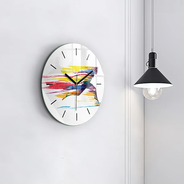 Wanduhr glas rund Illustration eines Läufers