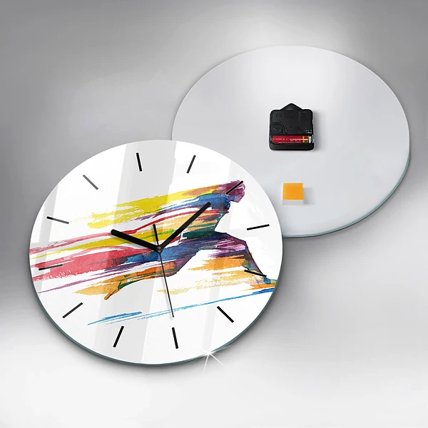 Wanduhr glas rund Illustration eines Läufers